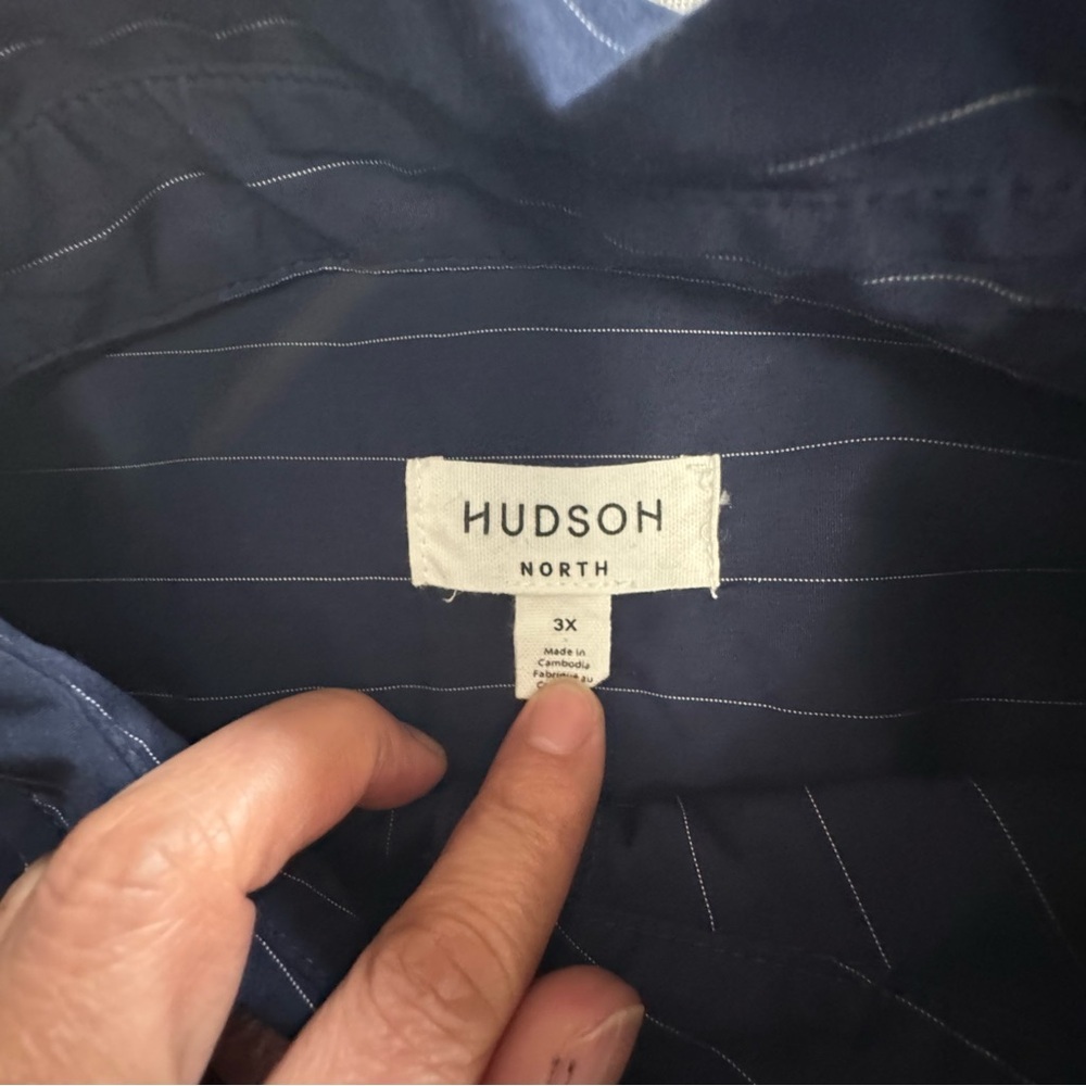 Hudson North Navy Pinstripe Casual Button Down Shirt 3XL